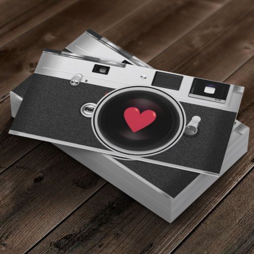 Customizable Photographer Camera &amp; Red Heart Photography Business Card