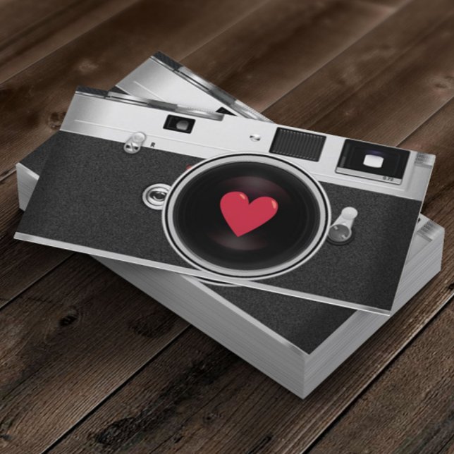 Photographer Camera & Red Heart Photography Business Card (Creator Uploaded)