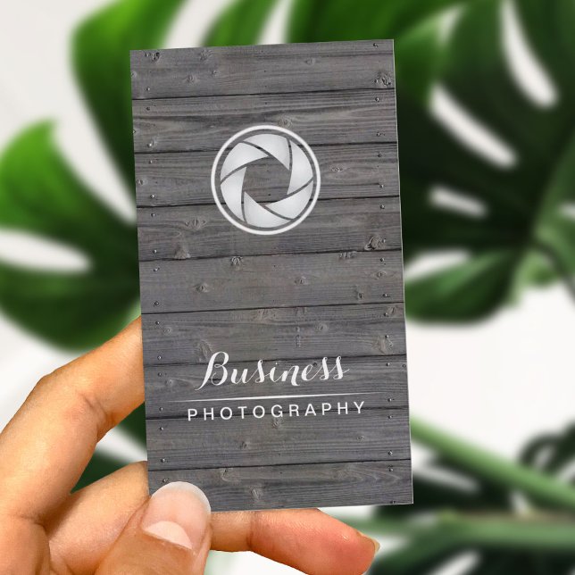 Photographer Camera Shutter Wood Photography Business Card (Creator Uploaded)