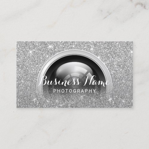 Photographer Camera Silver Glitter Photography Business Card