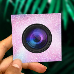Photographer Camera Unicorn Glitter Photography Square Business Card