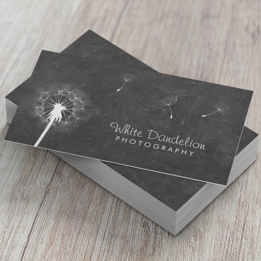 Customizable Stylish Chalkboard Dandelion Photography Business Cards