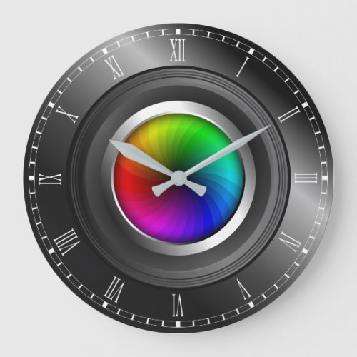 Photographer Color Wheel Camera Lens Large Round Large Clock