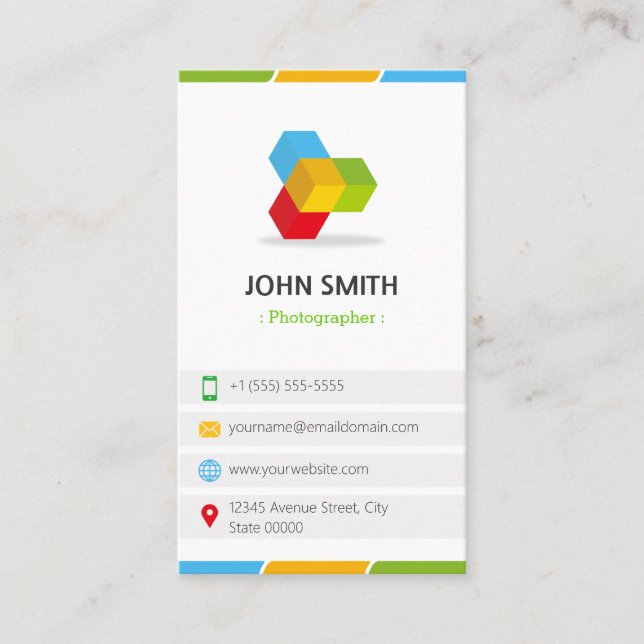Photographer - Colorful with QR Code Business Card (Front)