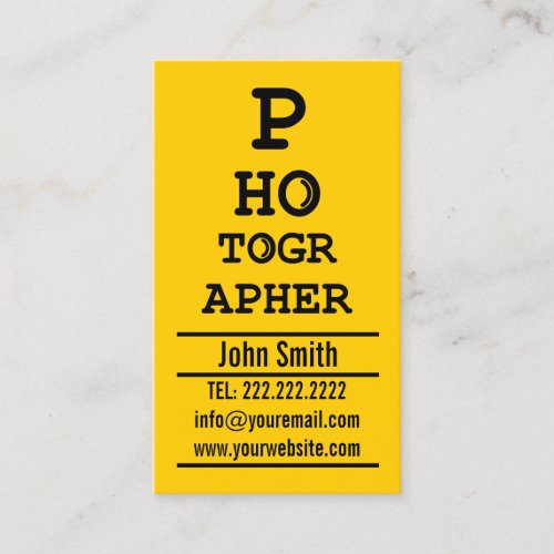 Yellow Optometrist photographer business card