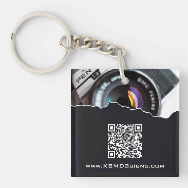 Photographer Custom Photo Black & White Keychain (Front)