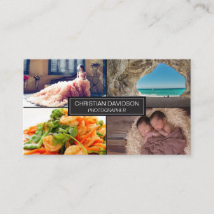 Photographer, customize with photos, black, sleek business card