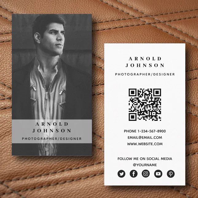 Photographer Designer Photo Social Media QR Code Business Card Zazzle