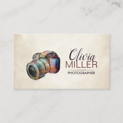 Photographer _ DSLR Camera Watercolor sketch Business Card