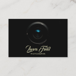 Photographer Elegant Black Camera Lens Business Card