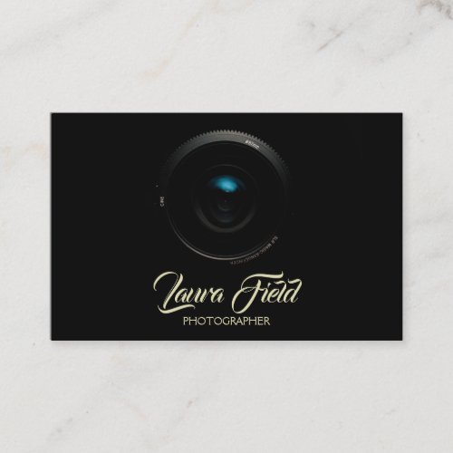 Photographer Elegant Black Camera Lens Business Card