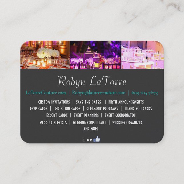 Photographer/Event Planner Business Card - Modern (Front)