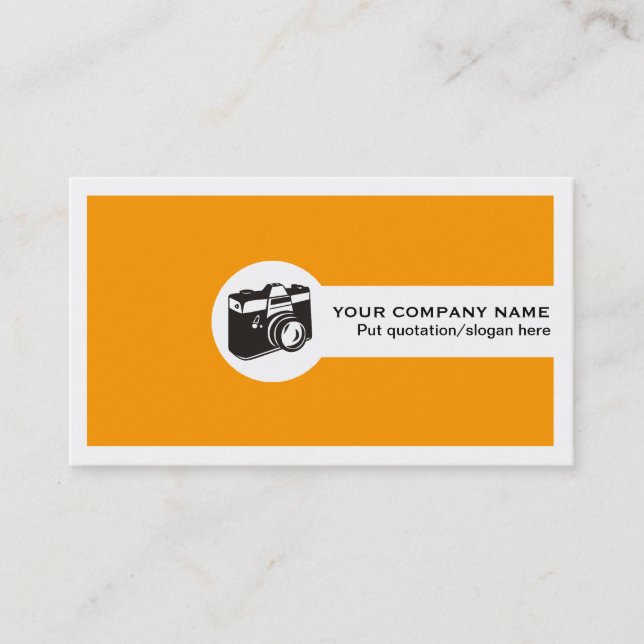Photographer feminine business cards-orange card (Front)