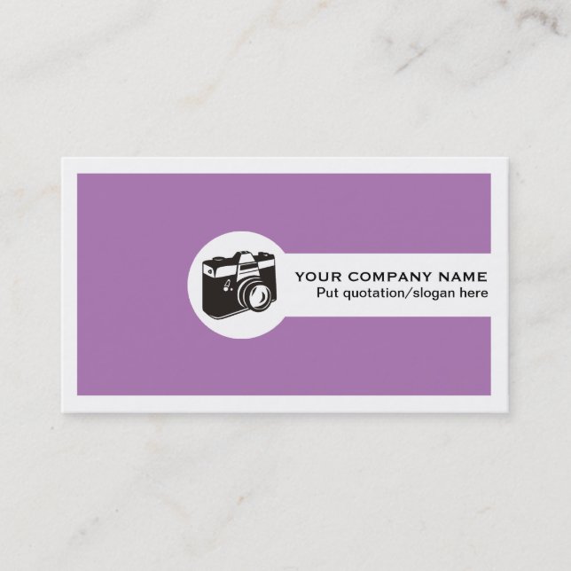 Photographer feminine business cards-purple card (Front)