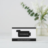 Photographer Filmmaker Photography Black/White Business Card (Standing Front)