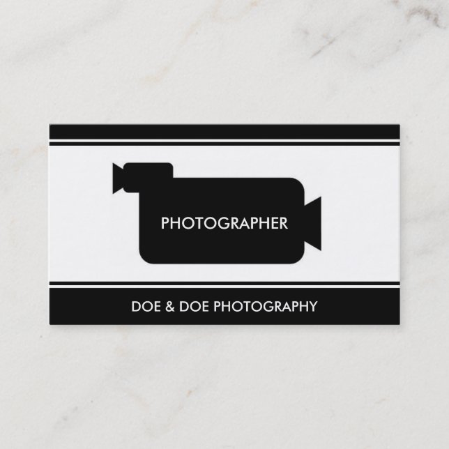 Photographer Filmmaker Photography Black/White Business Card (Front)