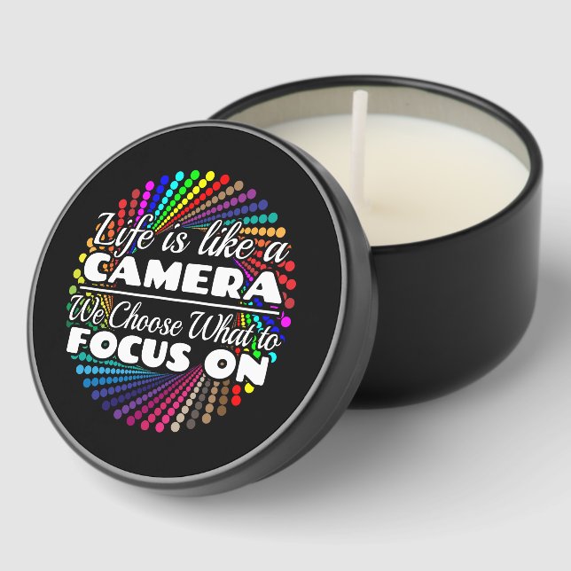 Photographer Focus Quote - Life Like a Camera Mini Candle Favors (Corner)