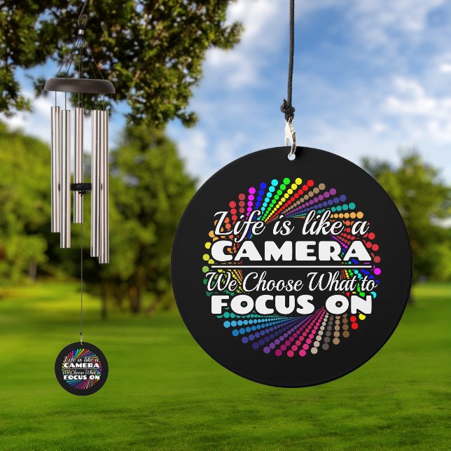 Photographer Focus Quote - Life Like a Camera Wind Chime (Outdoor)