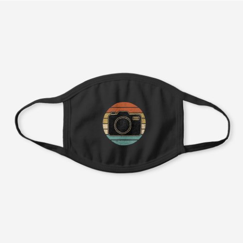 Photographer Gift Distressed Camera Sunset Black Cotton Face Mask