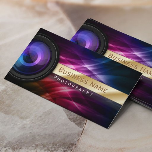 Customizable Gold Striped Aurora Photographer business card