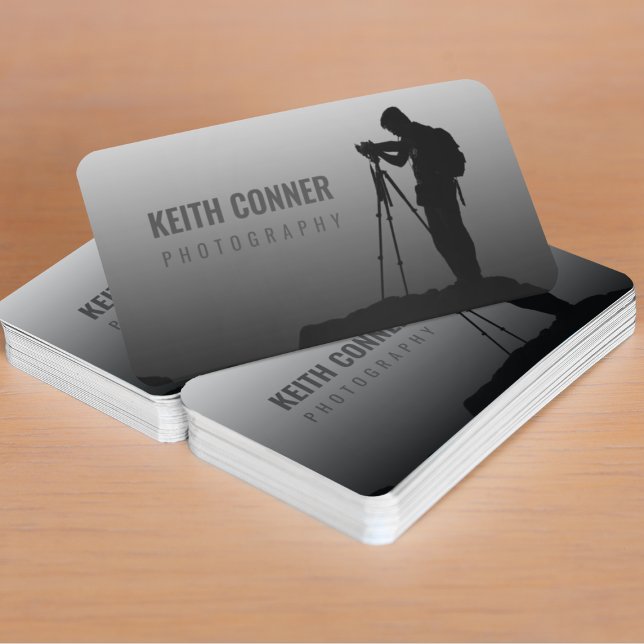 Photographer Grey Gradient Business Card (Creator Uploaded)