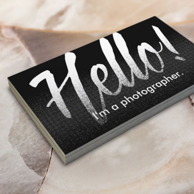 Photographer Hello Black & White Photography Business Card (Creator Uploaded)