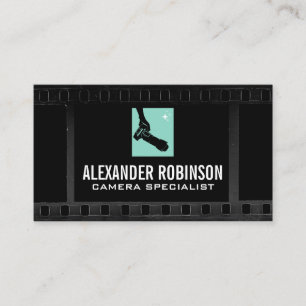Photographer Holding Camera   Film Background Business Card