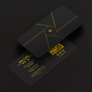 Photographer Initial Camera Lens Yellow Black Business Card