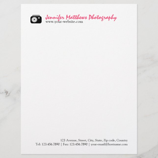 Photographer Letterhead (Front)