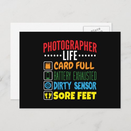 Photographer Life Funny Icon List Postcard