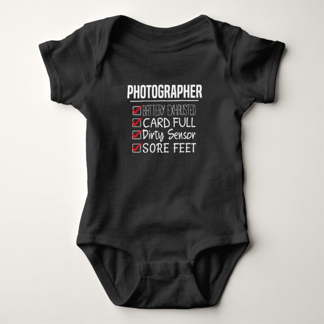 Photographer Life - Funny Photography Checklist Baby Bodysuit (Front)