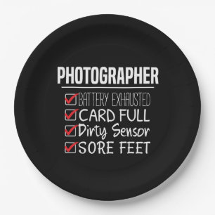 Photographer Life - Funny Photography Checklist Paper Plates
