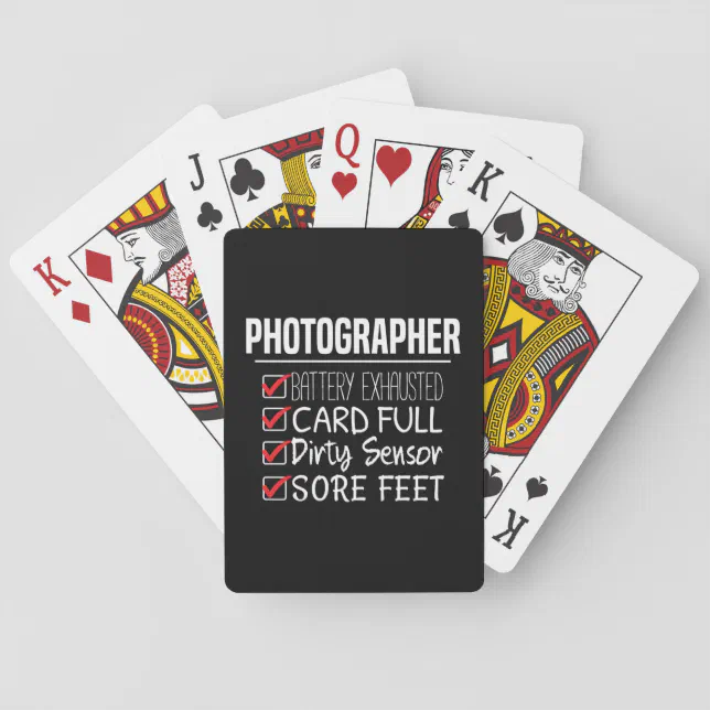 Photographer Life - Funny Photography Checklist Playing Cards (Back)
