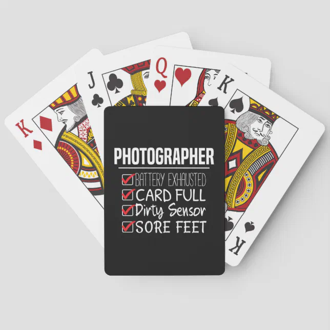 Photographer Life - Funny Photography Checklist Playing Cards (Back)