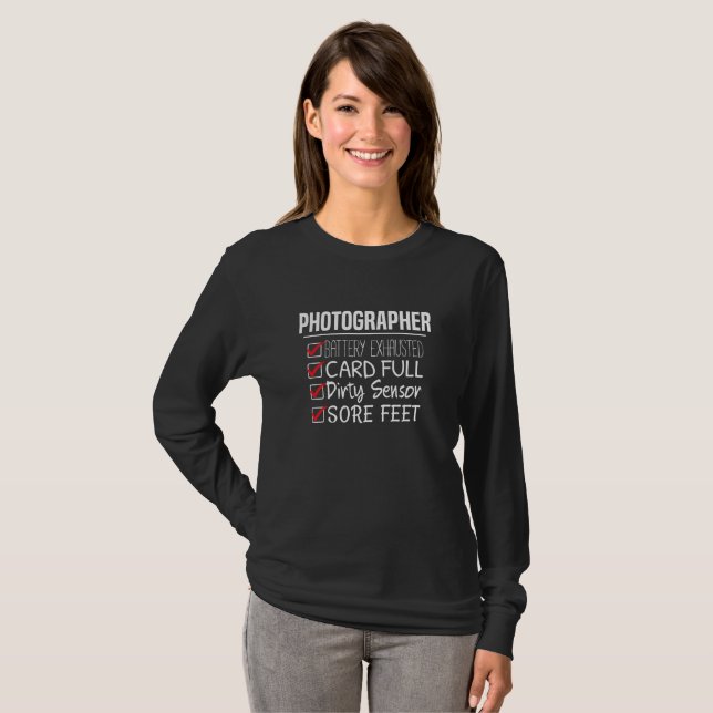 Photographer Life - Funny Photography Checklist T-Shirt (Front Full)