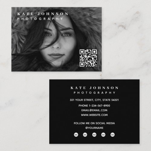 Photographer Minimal Photo QR Code Social Media Business Card