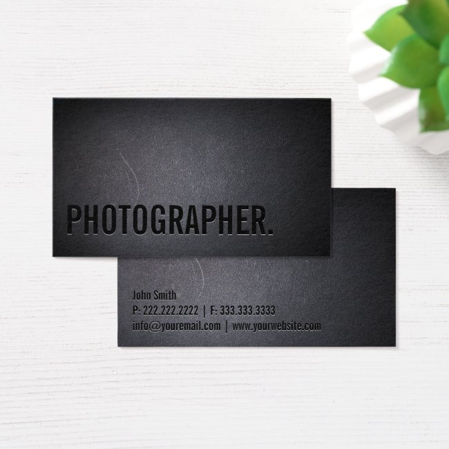Photographer Minimalist Bold Text Photography Business Card