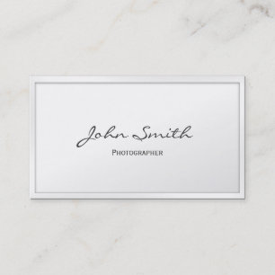 Photographer Minimalist White Border Professional Business Card
