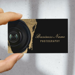 Photographer Modern Black &amp; Gold Photography Business Card