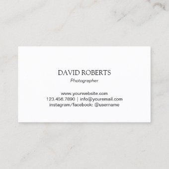 Photographer Modern Black & White Photography Business Card | Zazzle