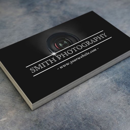 Customizable Photographer Modern Camera Lens Photography Business Card