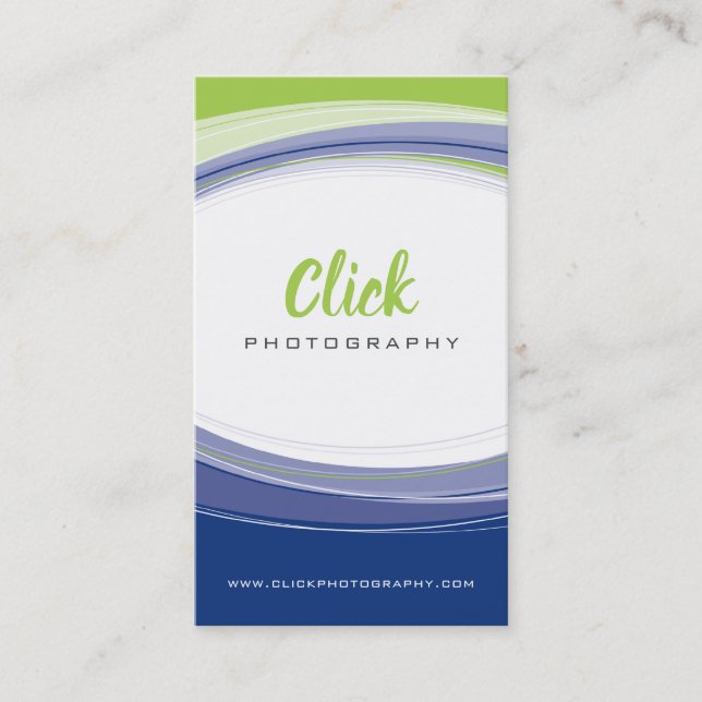 PHOTOGRAPHER modern curve minimal lime green gray Business Card (Front)