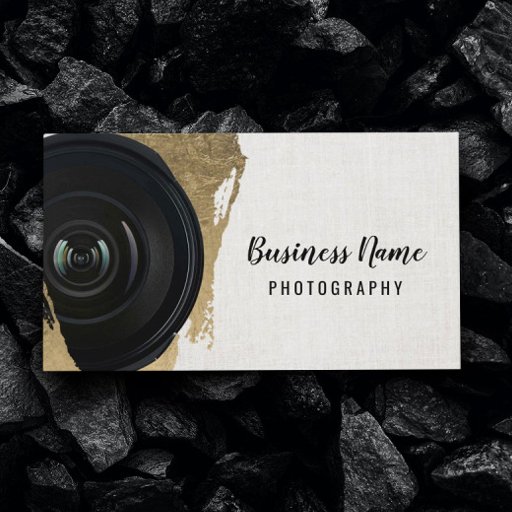 Customizable Photographer Modern Gold Stroke Photography Business Card