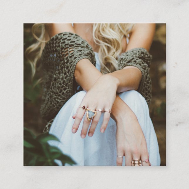 Photographer modern photo simple black and white square business card (Front)