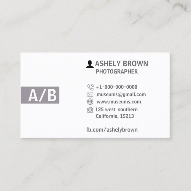 Photographer Modern  Photography Business Card (Front)