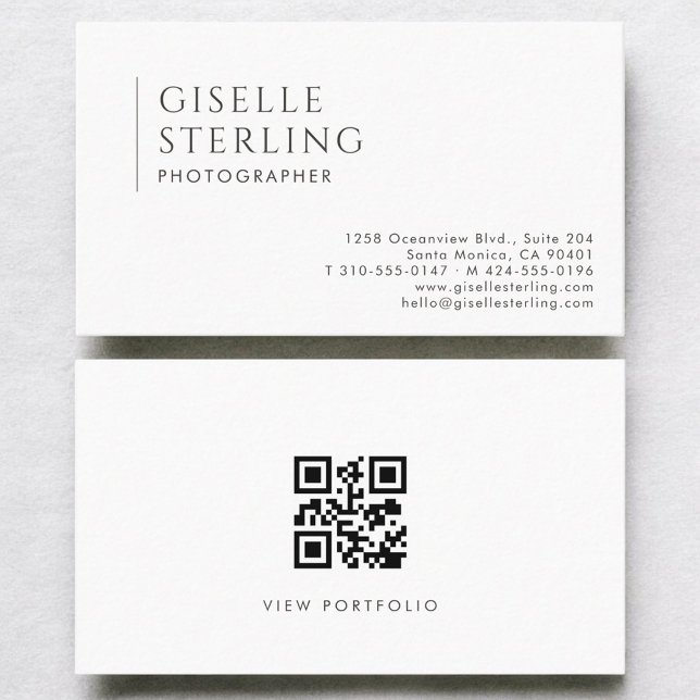 Photographer Modern Professional QR Code Business Card (Creator Uploaded)