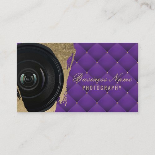 Photographer Modern Purple  Gold Photography Business Card