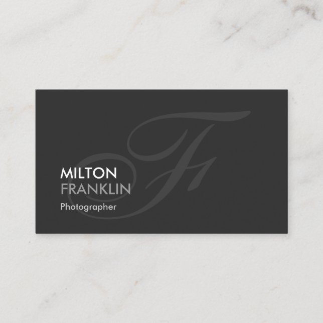 Photographer - Modern Swash Monogram Business Card (Front)