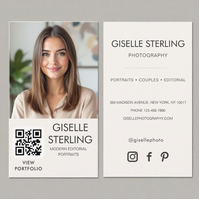 Photographer Neutral Photo QR Code  Business Card (Creator Uploaded)