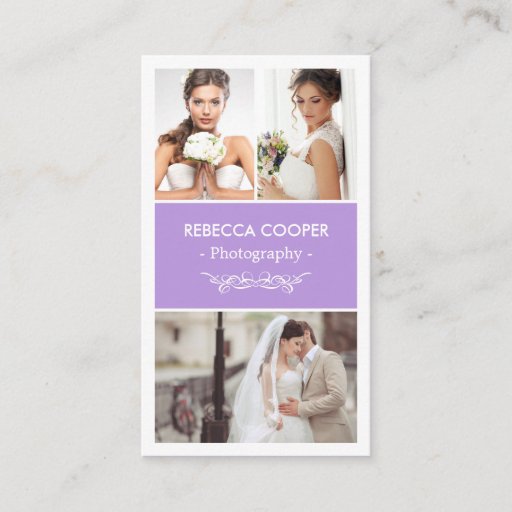 Customizable Photographer Photo Showcase - Chic Lavender Purple Double-Sided Standard Business Cards (Pack Of 100)